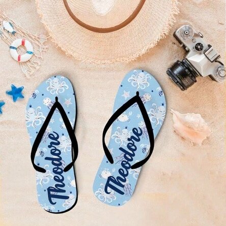 Personalised children's flip-flops with text - Jellyfish