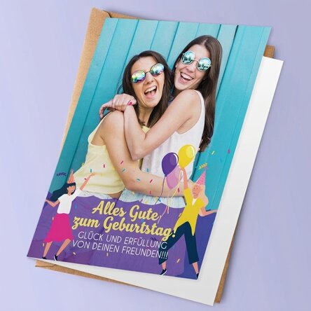 Personalisierte Grußkarte mit Foto und Text – Happy Birthday!