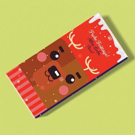 Personalisierte Schokolade mit Text zu Weihnachten – Rudolf