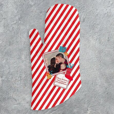 Personalisierter Küchenhandschuh mit Foto und Text – Candy Cane