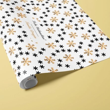 Individuell gestaltetes Geschenkpapier mit Text in einem Rahmen – Snowflakes