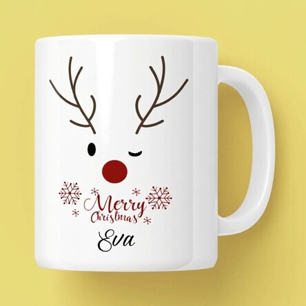 Personalisierte Tasse mit Text – Rentier