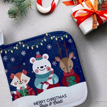 Individuell gestalteter Untersetzer für heiße Töpfe mit Schriftzug – Christmas Night