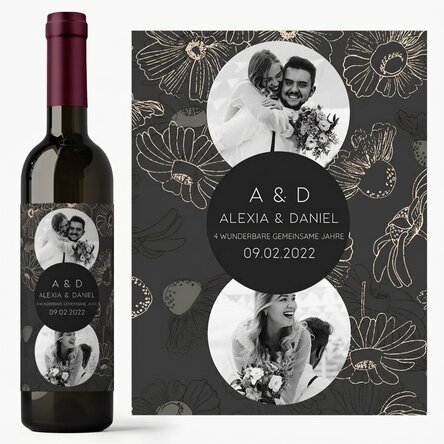 Personalisierter Wein mit Text und 2 Fotos – Geburtstag