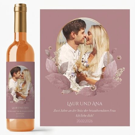 Wein mit individueller Beschriftung und Foto – Floral
