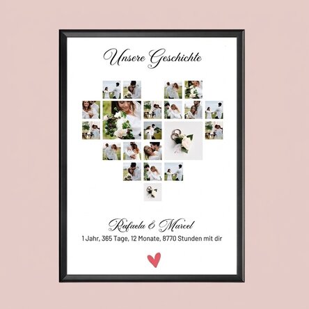 Individuell gestaltetes Bild mit Text und 21 Fotos – Unsere Geschichte