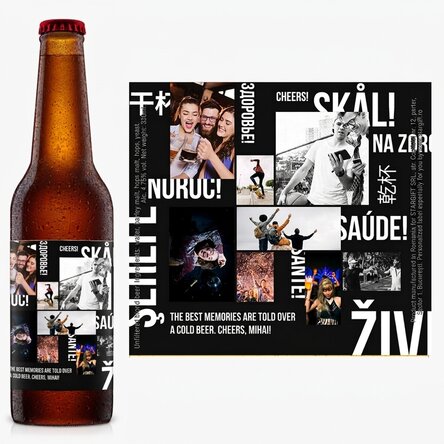 Individuell gestaltetes Bier mit Text und 8 Fotos – Prost!