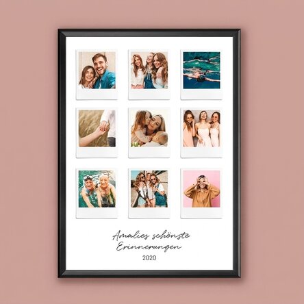 Individuell gestaltetes Bild mit Text und 9 Fotos im Polaroid-Stil – Die schönsten Momente