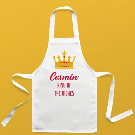 Customised children's apron with text - The King of Food