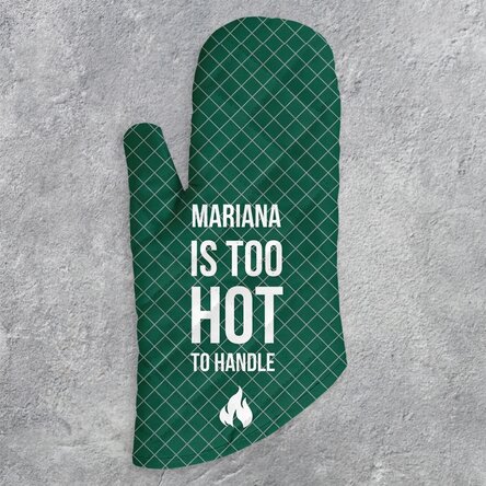 Personalisierter Küchenhandschuh mit Aufdruck – „Too hot“