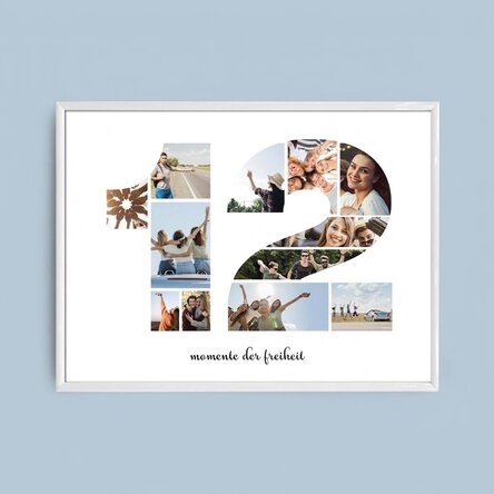 Individuell gestaltetes Landschaftsbild mit 12 Fotos, Modell Nr. 12 und Textbotschaft