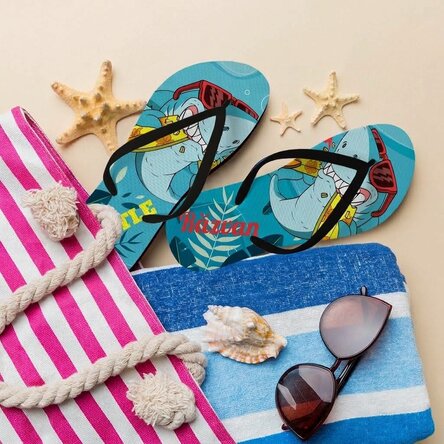 Personalised flip-flops with text - Shark