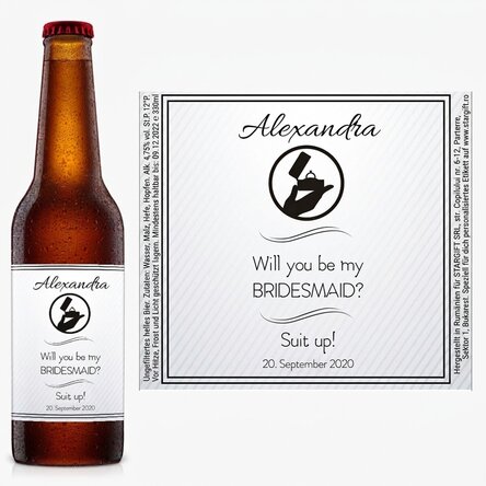 Bier mit individueller Aufschrift – „Willst du meine Brautjungfer sein?“