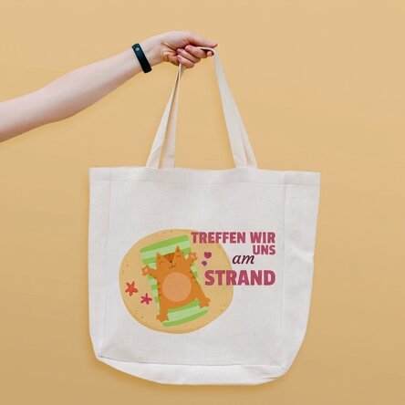 Personalisierte Strandtasche mit Aufdruck – „Meet me at the beach“