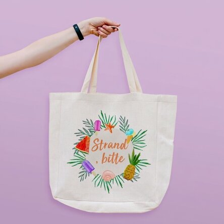 Personalisierte Strandtasche mit Aufdruck – Modell „Beach please“, „Summer Freeze“