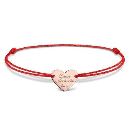 Personalisiertes Armband mit Kordel – Herz 12 x 10 mm – 925er Silber – „Du und ich“, Modell 2