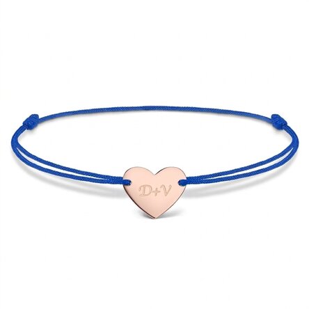 Personalisiertes Kordelarmband – Herz 12 x 10 mm – 925er Silber – „Du und ich“, Modell 3