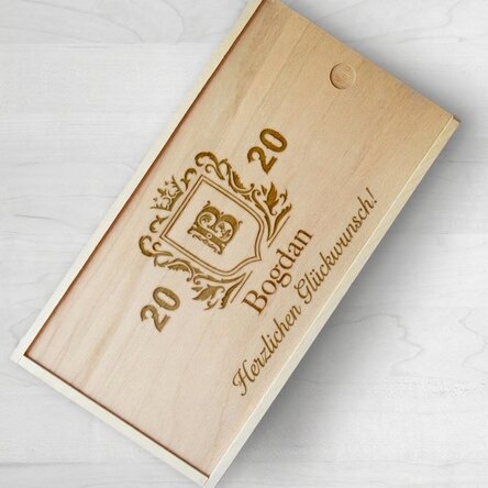 Personalisierte Geschenkbox aus Holz – Wappen