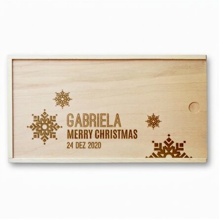 Personalisierte Geschenkbox aus Holz – Schneeflocken