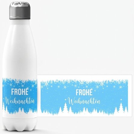Thermoskanne mit weißem Boden, individuell mit Namen bedruckt – Winter