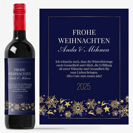 Wein mit individueller Beschriftung – Golden Snowflakes