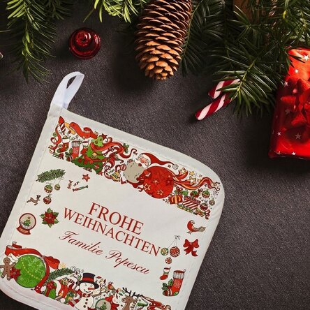 Individuell gestalteter Untersetzer für heiße Töpfe mit Text – Traditional Christmas