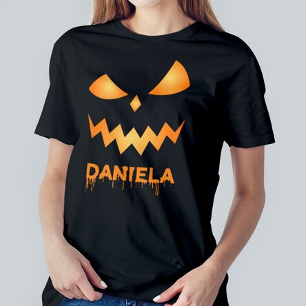 Personalisiertes Baumwoll-T-Shirt mit Namen – Scary
