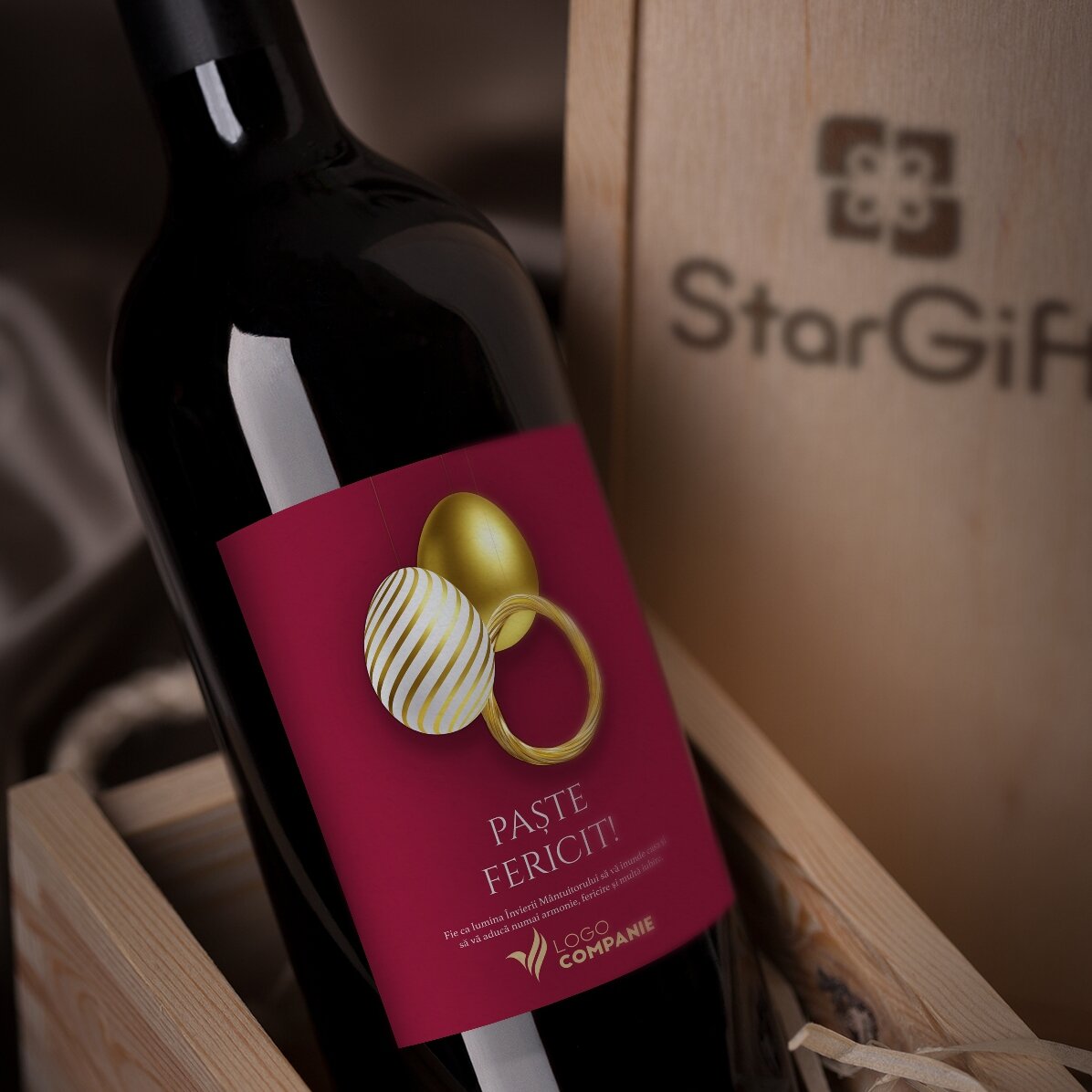 Wein mit individueller Beschriftung und Logo – Frohe Ostern!