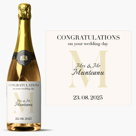 Personalised sparkling wine with text and initials - Congratulations!