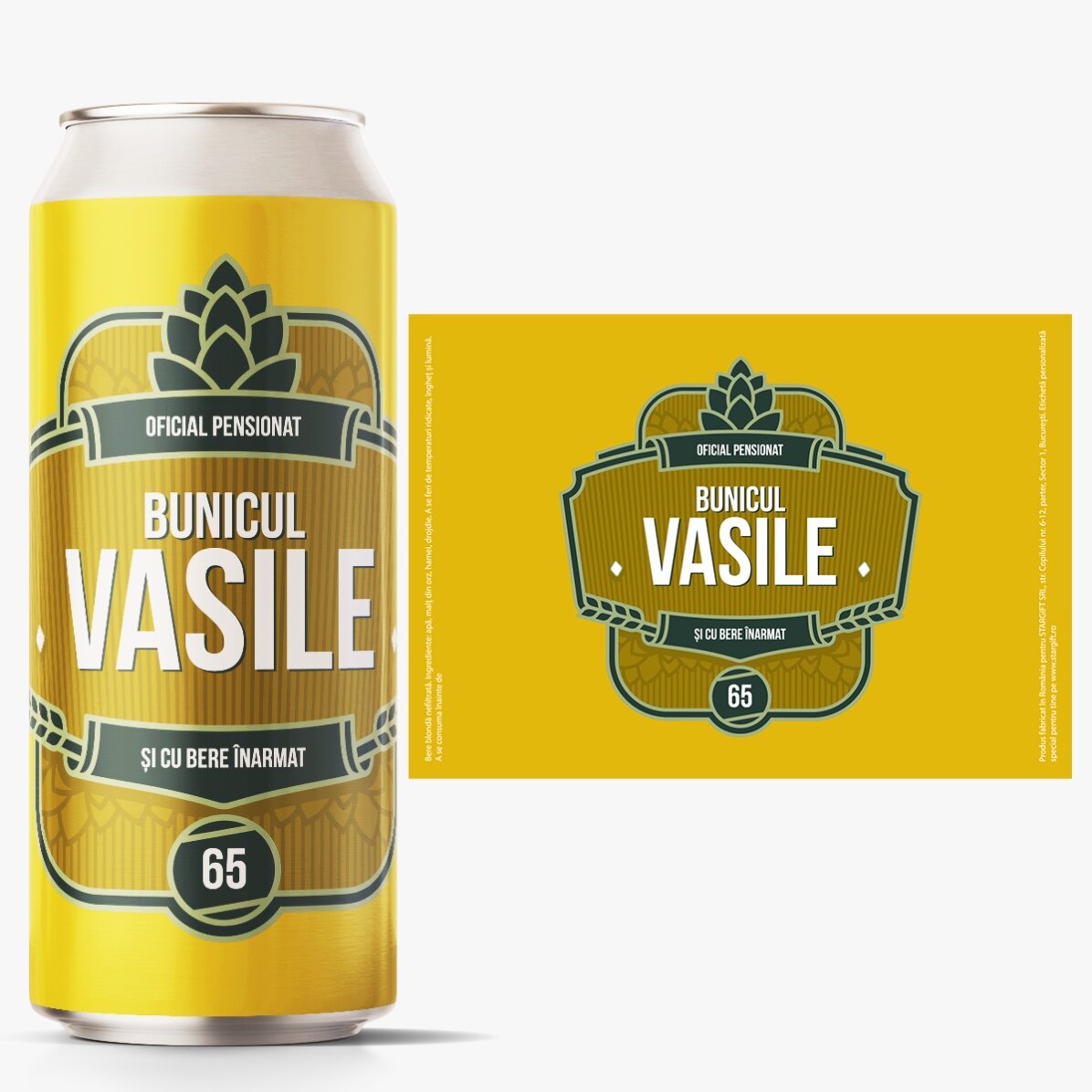 Bier in einer individuell gestalteten Dose mit Text – Modell „Ruhestand“