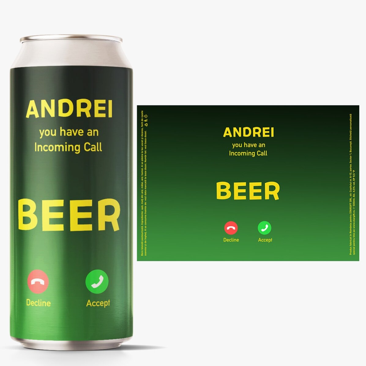 Bier in einer Dose mit individueller Beschriftung – Eingehender Anruf