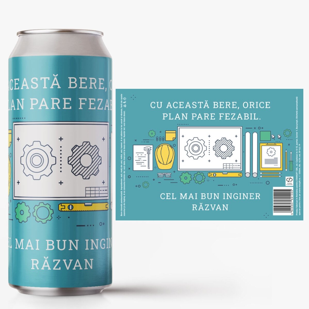 Personalised beer can with text - Engineer