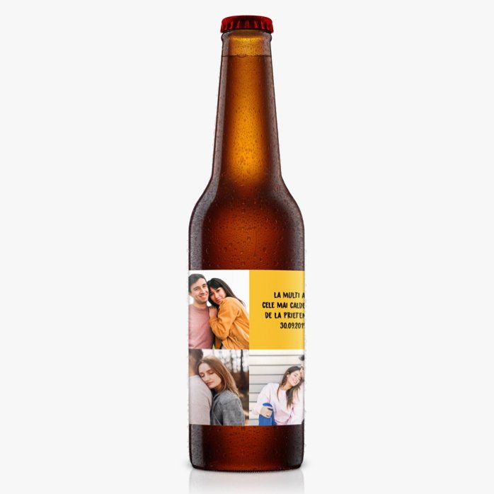 Individuell gestaltetes Bier mit 3 Fotos und Text