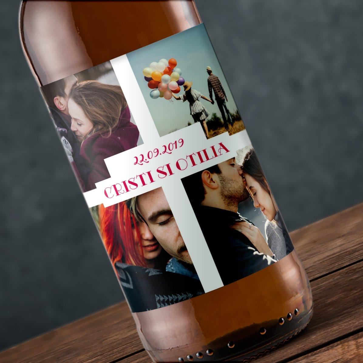 Personalisiertes Bier mit 4 Fotos und Text – Love