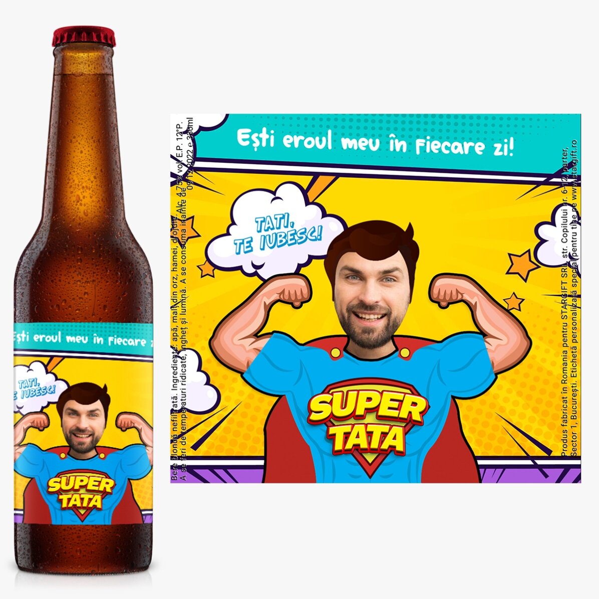 Individuell gestaltetes Bier mit Foto und Text – Super Papa