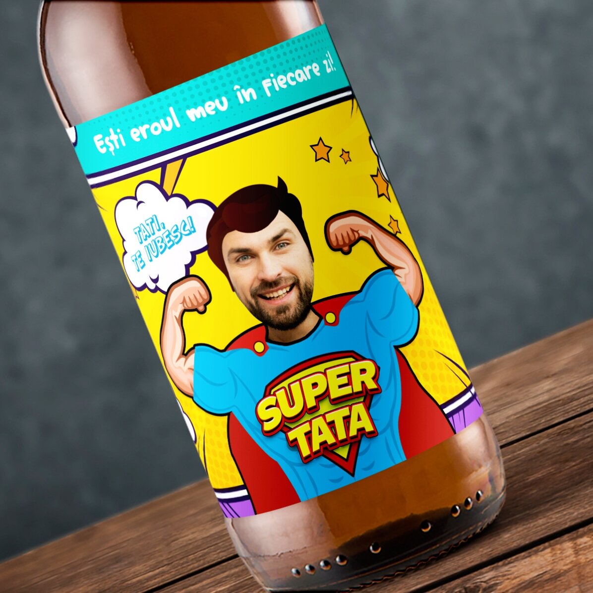 Individuell gestaltetes Bier mit Foto und Text – Super Papa