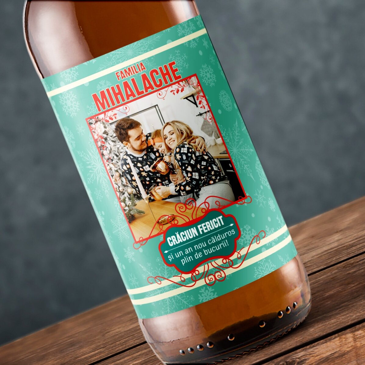 Personalisiertes Bier mit Foto und Text – Vintage Christmas