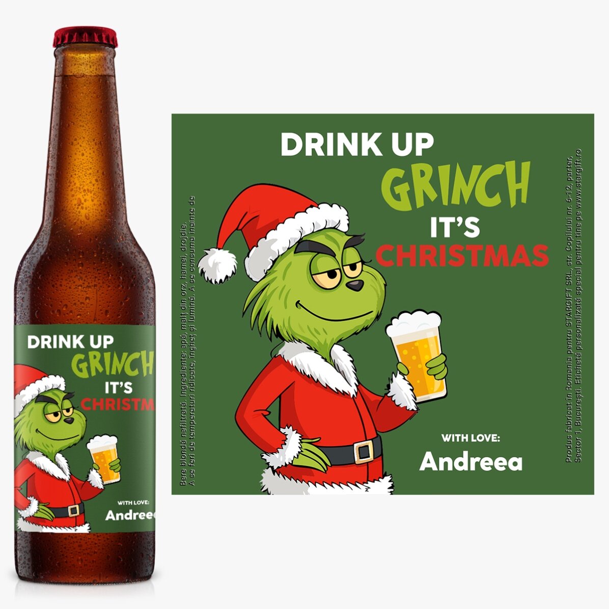 Bier mit individueller Beschriftung – Grinch