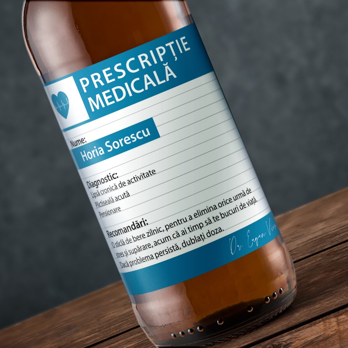 Bier mit individueller Beschriftung – Ärztliches Rezept