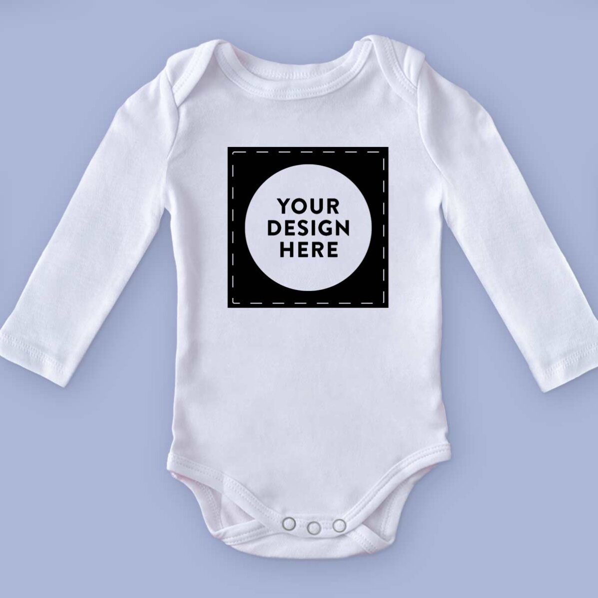 Personalised baby bodysuit with your own square graphic
