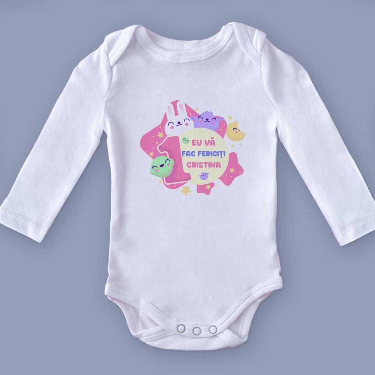 Personalisierter Baby-Body mit Aufdruck – 1. Geburtstag