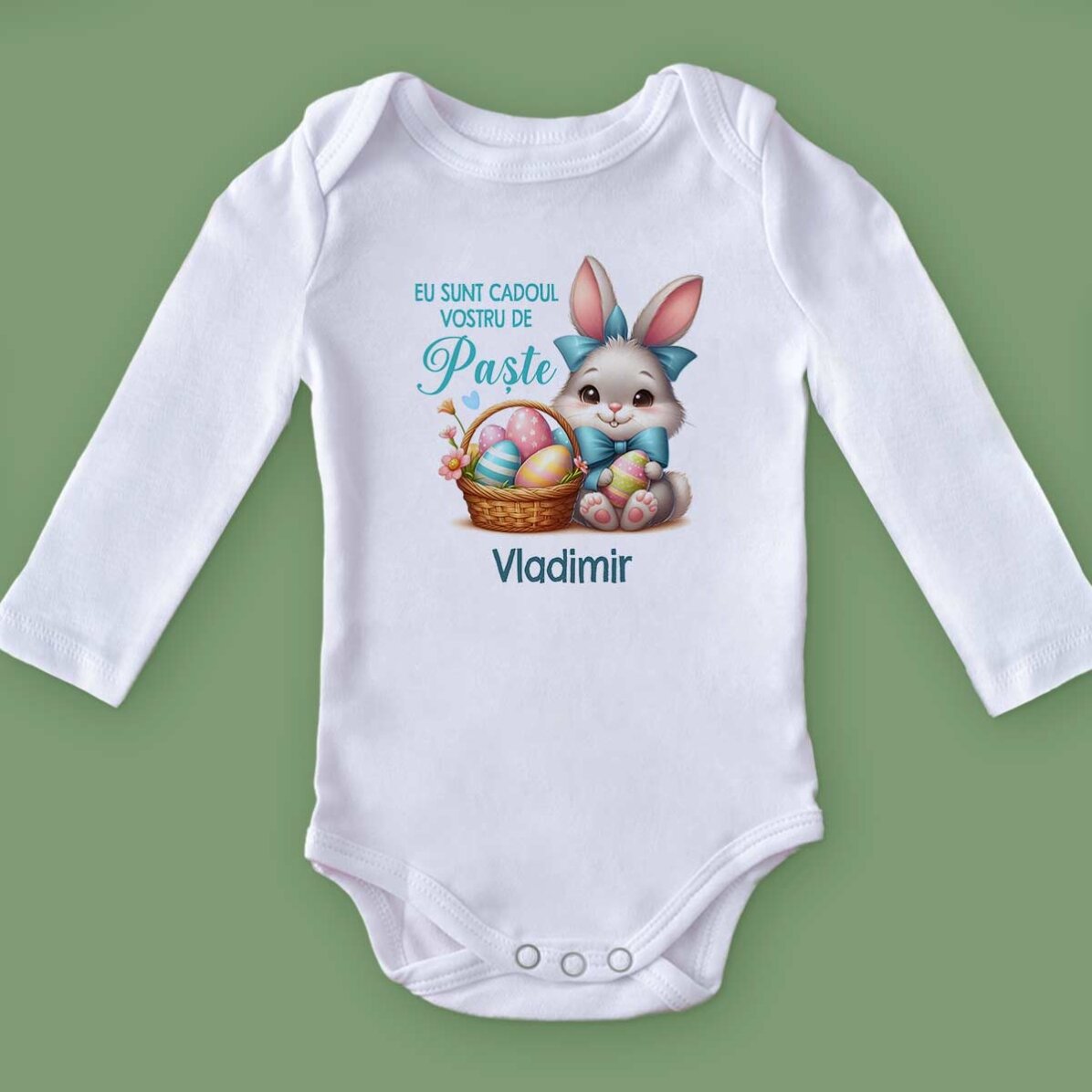 Personalisierter Baby-Body mit Botschaft – Ostergeschenk, Babyjunge