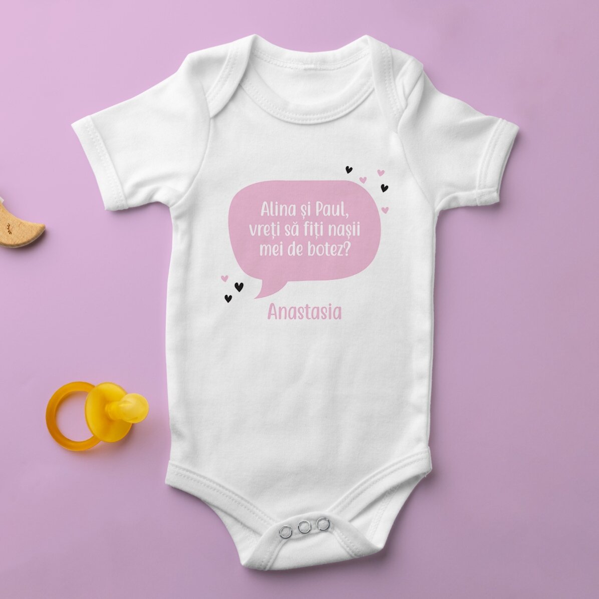 Personalisierter Baby-Body mit Botschaft – Taufpatenanfrage
