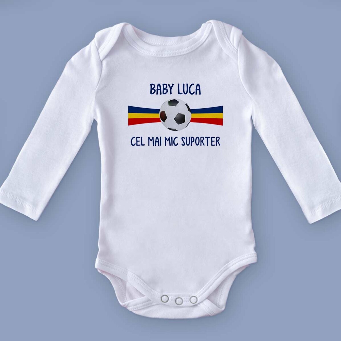 Personalisierter Babybody mit Aufdruck – Fußball