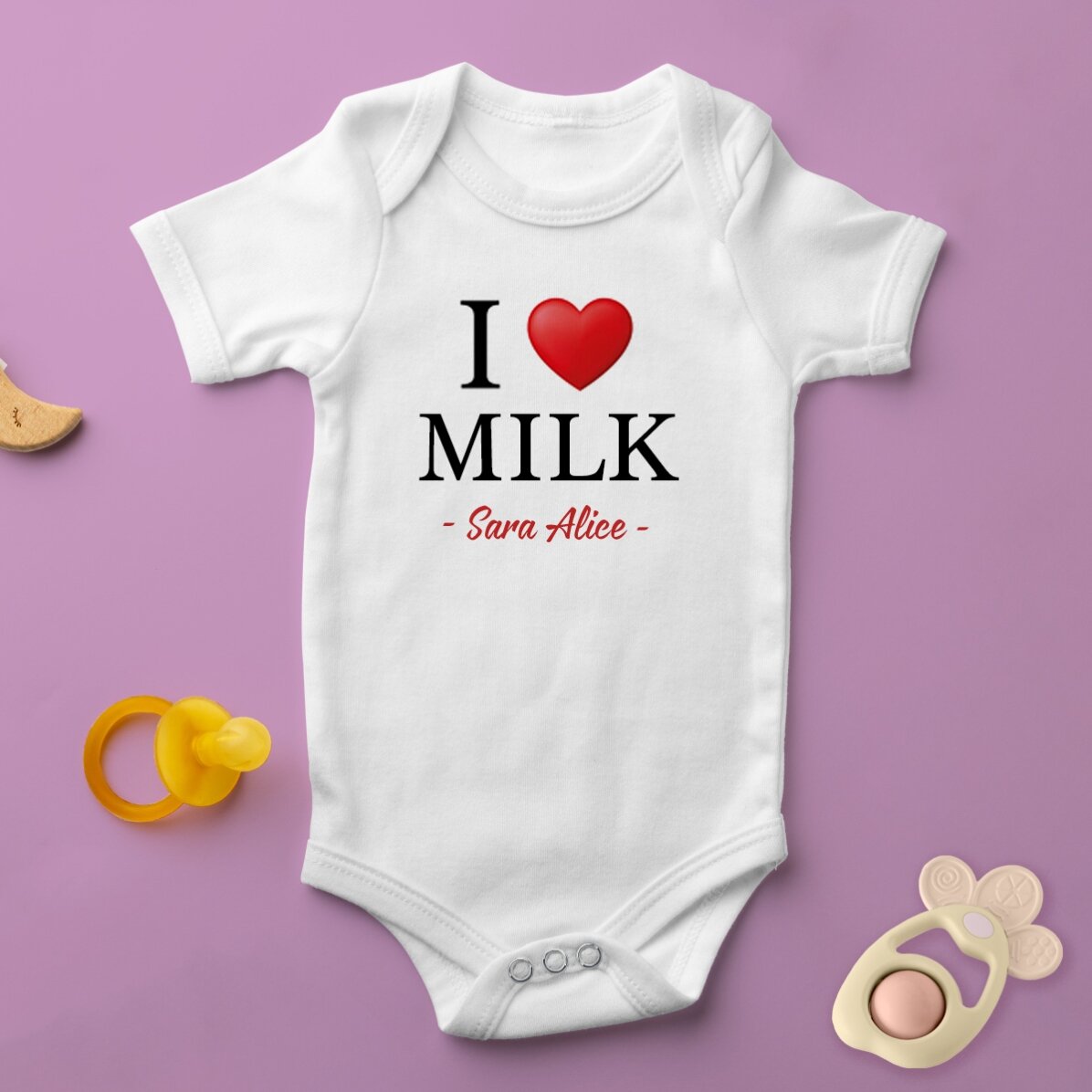 Personalisierter Baby-Body mit Aufdruck – „I love“