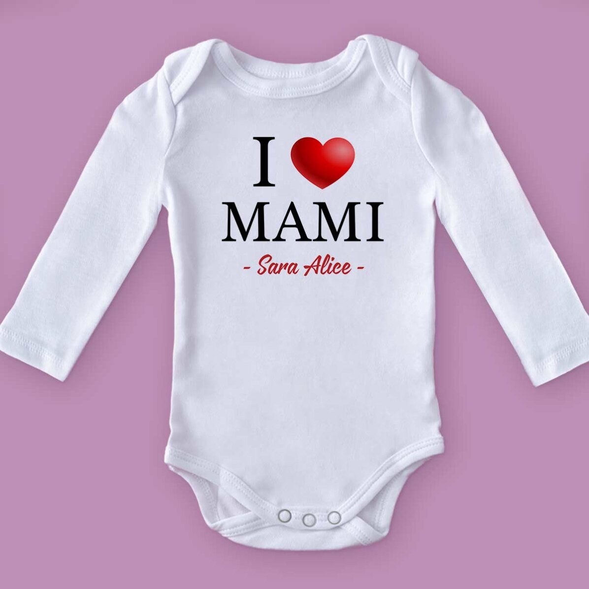 Personalisierter Baby-Body mit Aufdruck – „I love“