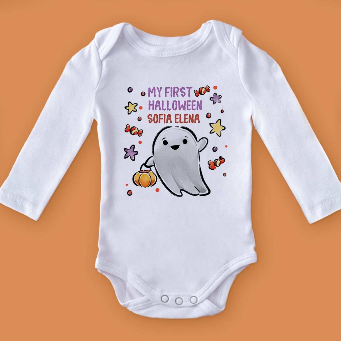 Personalisierter Baby-Body mit Namen – Erstes Halloween