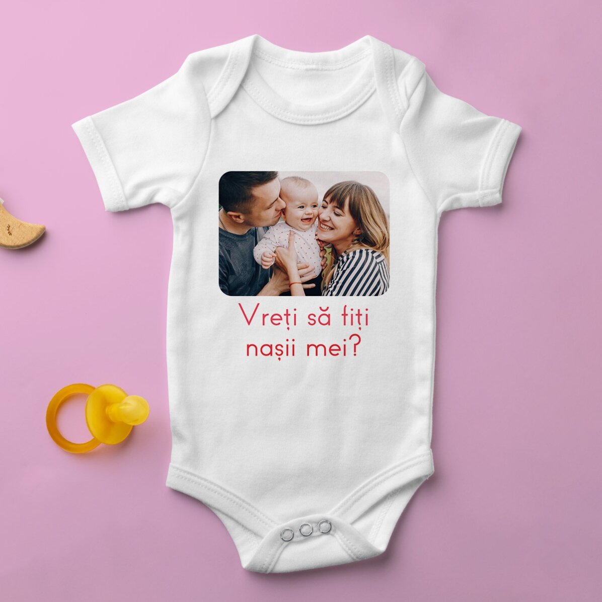 Personalisierter Baby-Body mit Foto und Text