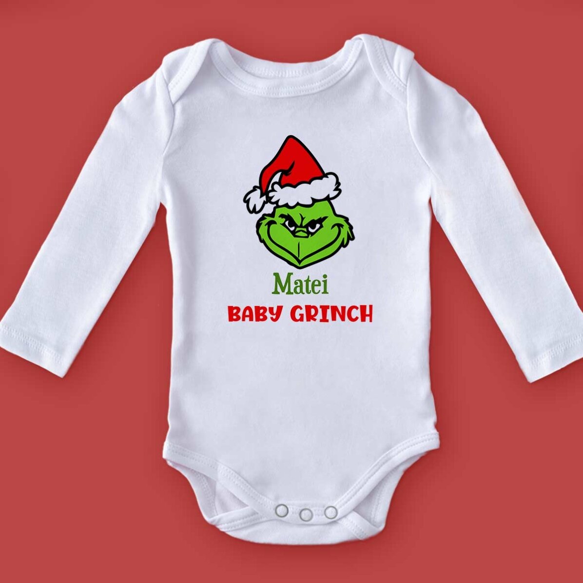 Personalisierter Baby-Body mit Aufdruck – Grinch