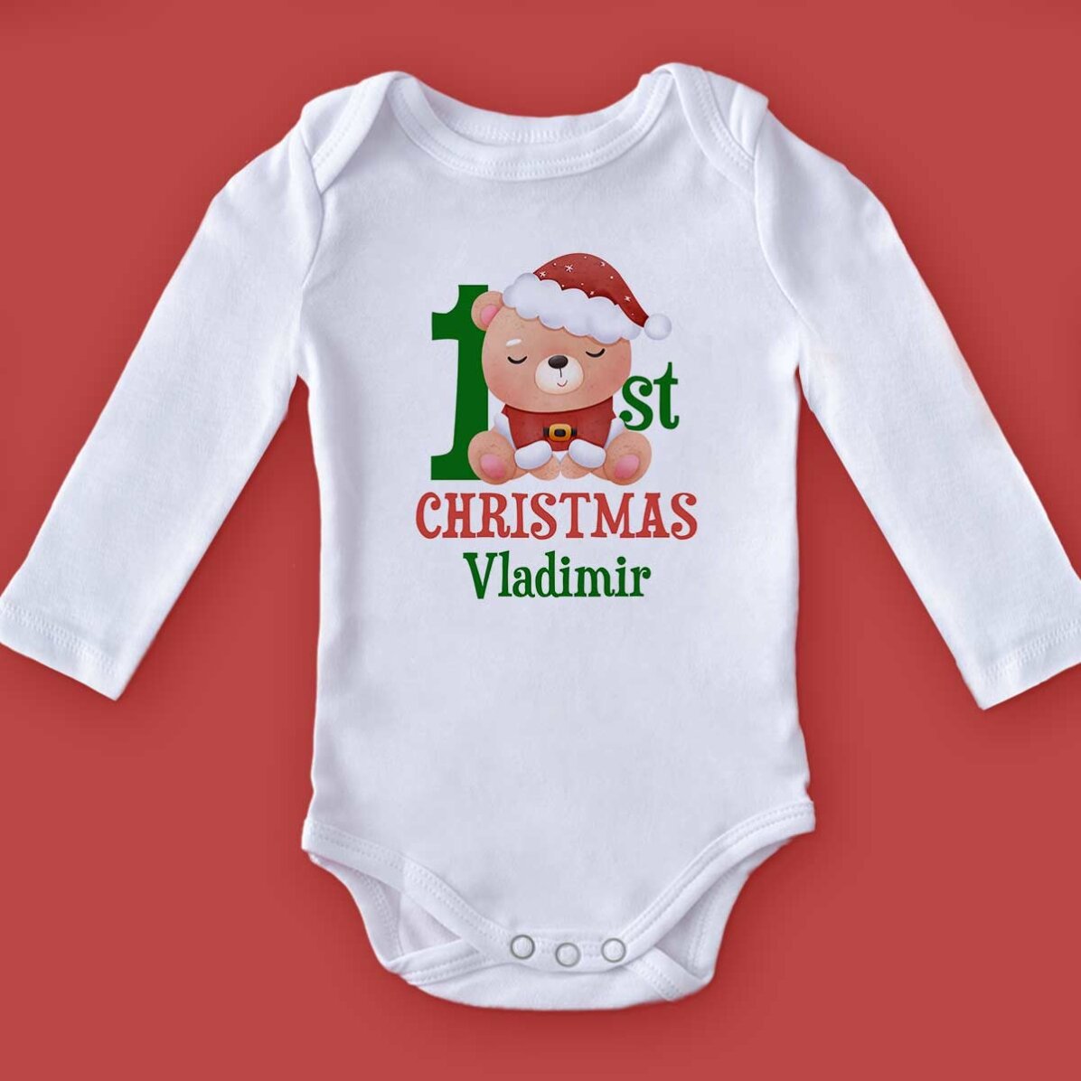 Personalisierter Baby-Body mit Aufdruck – Das erste Weihnachtsfest